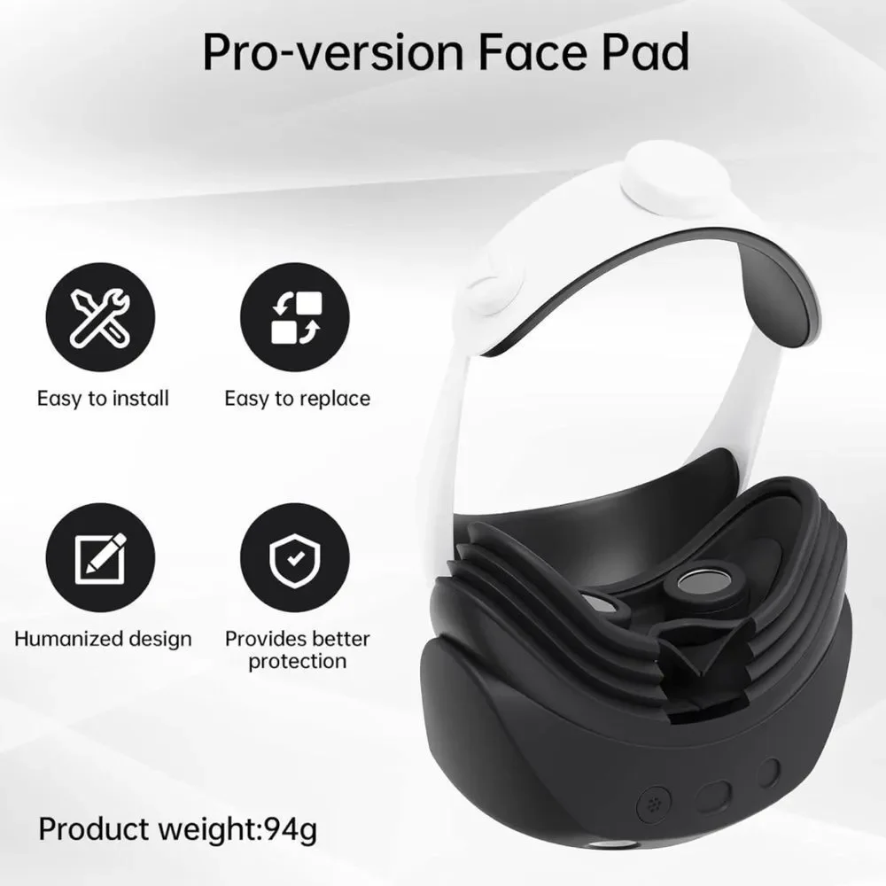 PS VR2 Face Cover W Shell Protective Face Cushion, Thumb Grips, & Cable Strap